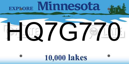 HQ7G770 Minnesota License Plate