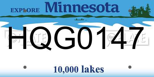 HQG0147 Minnesota License Plate