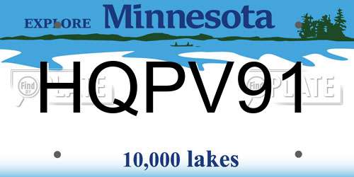 HQPV91 Minnesota License Plate
