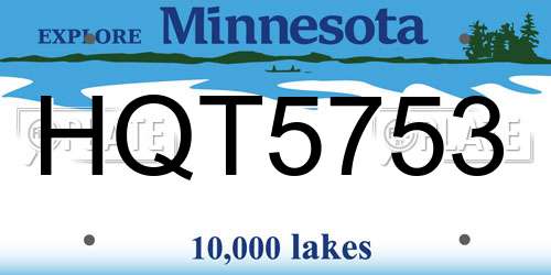HQT5753 Minnesota License Plate