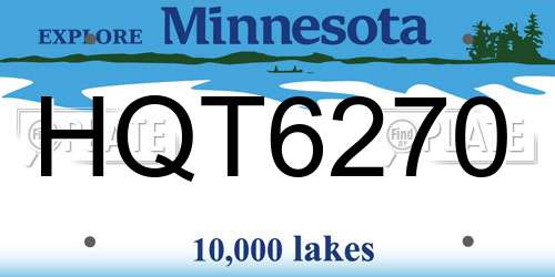 HQT6270 Minnesota License Plate