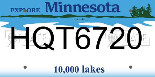 HQT6720 Minnesota License Plate