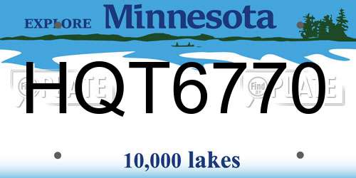 HQT6770 Minnesota License Plate