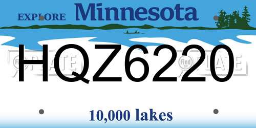 HQZ6220 Minnesota License Plate