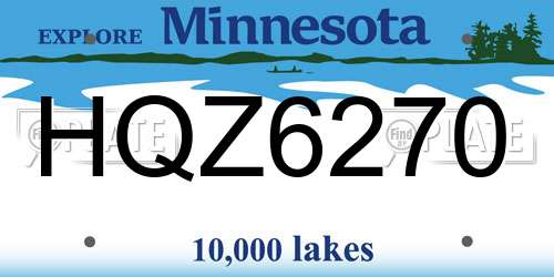HQZ6270 Minnesota License Plate