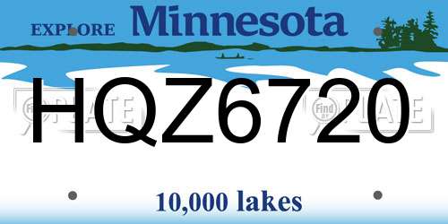 HQZ6720 Minnesota License Plate