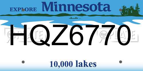 HQZ6770 Minnesota License Plate