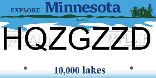 HQZGZZD Minnesota License Plate