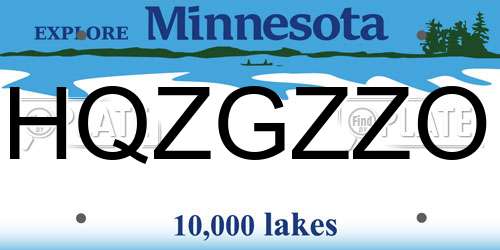 HQZGZZO Minnesota License Plate