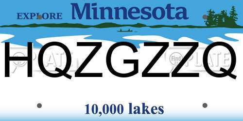 HQZGZZQ Minnesota License Plate