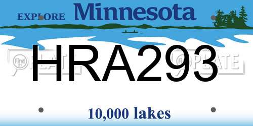 HRA293 Minnesota License Plate