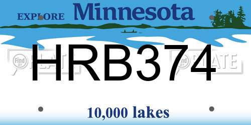 HRB374 Minnesota License Plate