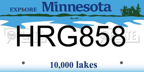 HRG858 Minnesota License Plate
