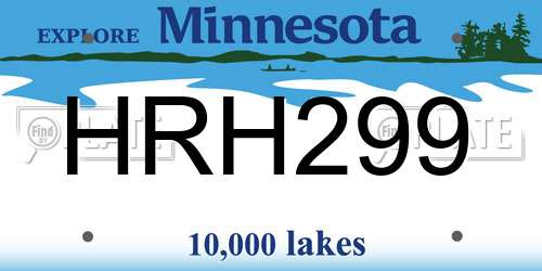 HRH299 Minnesota License Plate