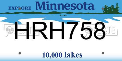 HRH758 Minnesota License Plate