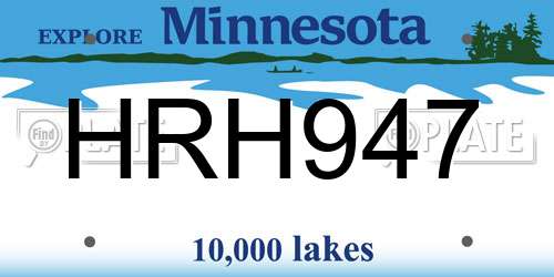 HRH947 Minnesota License Plate