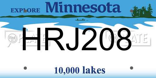HRJ208 Minnesota License Plate