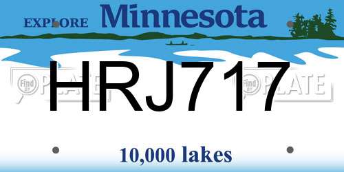 HRJ717 Minnesota License Plate