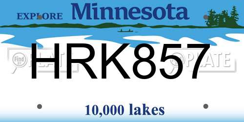 HRK857 Minnesota License Plate