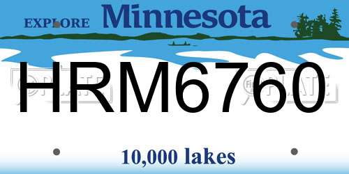 HRM6760 Minnesota License Plate