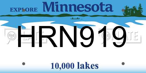 HRN919 Minnesota License Plate