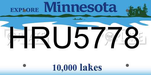 HRU5778 Minnesota License Plate