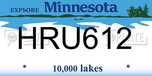 HRU612 Minnesota License Plate