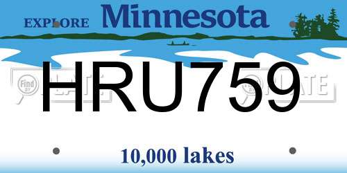 HRU759 Minnesota License Plate