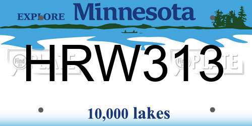 HRW313 Minnesota License Plate