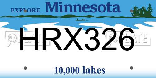 HRX326 Minnesota License Plate