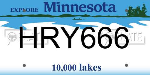 HRY666 Minnesota License Plate