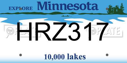 HRZ317 Minnesota License Plate