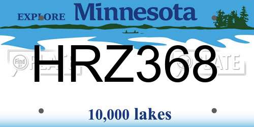 HRZ368 Minnesota License Plate