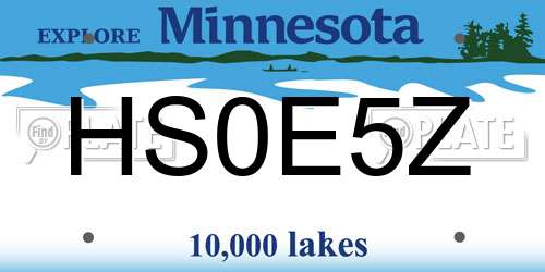 HS0E5Z Minnesota License Plate