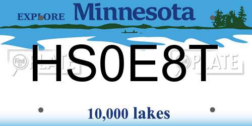 HS0E8T Minnesota License Plate
