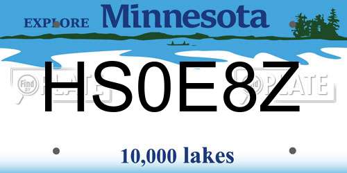 HS0E8Z Minnesota License Plate