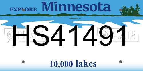 HS41491 Minnesota License Plate