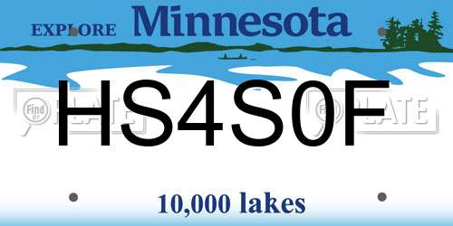 HS4S0F Minnesota License Plate