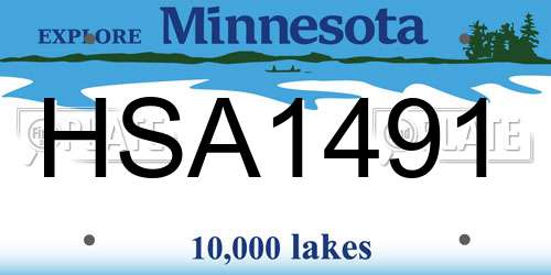 HSA1491 Minnesota License Plate
