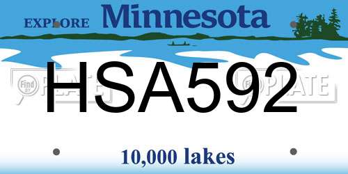 HSA592 Minnesota License Plate