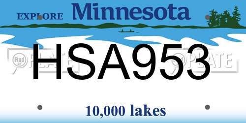 HSA953 Minnesota License Plate