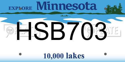 HSB703 Minnesota License Plate
