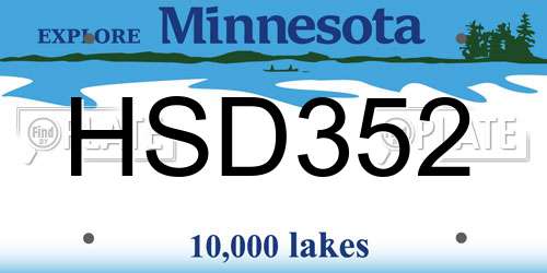 HSD352 Minnesota License Plate
