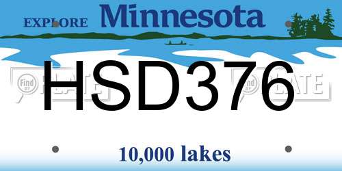 HSD376 Minnesota License Plate