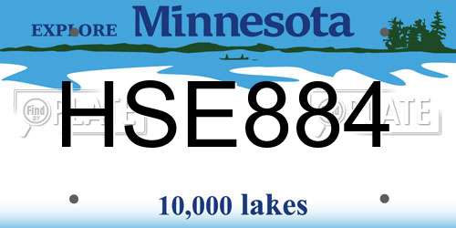 HSE884 Minnesota License Plate