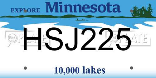 HSJ225 Minnesota License Plate