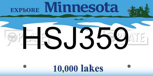HSJ359 Minnesota License Plate