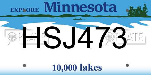 HSJ473 Minnesota License Plate