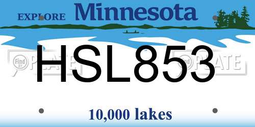 HSL853 Minnesota License Plate