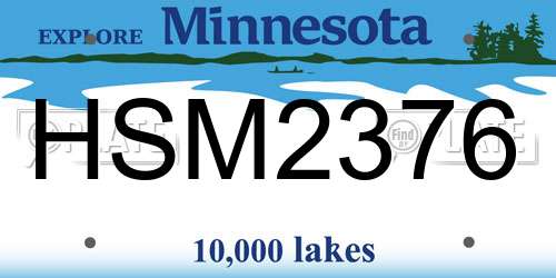 HSM2376 Minnesota License Plate